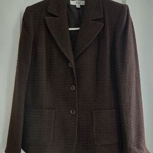 Le Suit Women's Dark Brown Textured Blazer